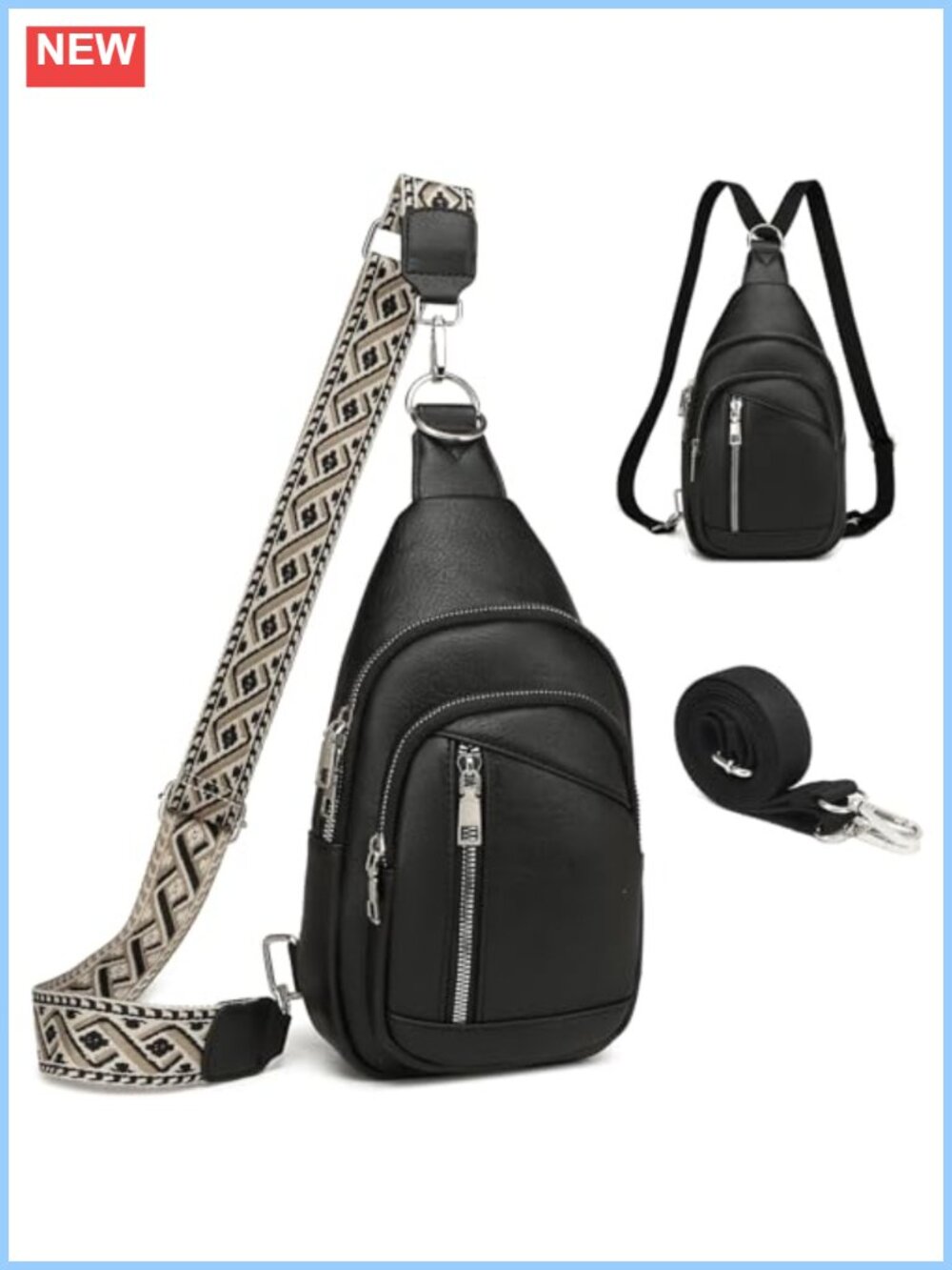 Faux Leather Crossbody Sling Bag Mini Backpack Purse